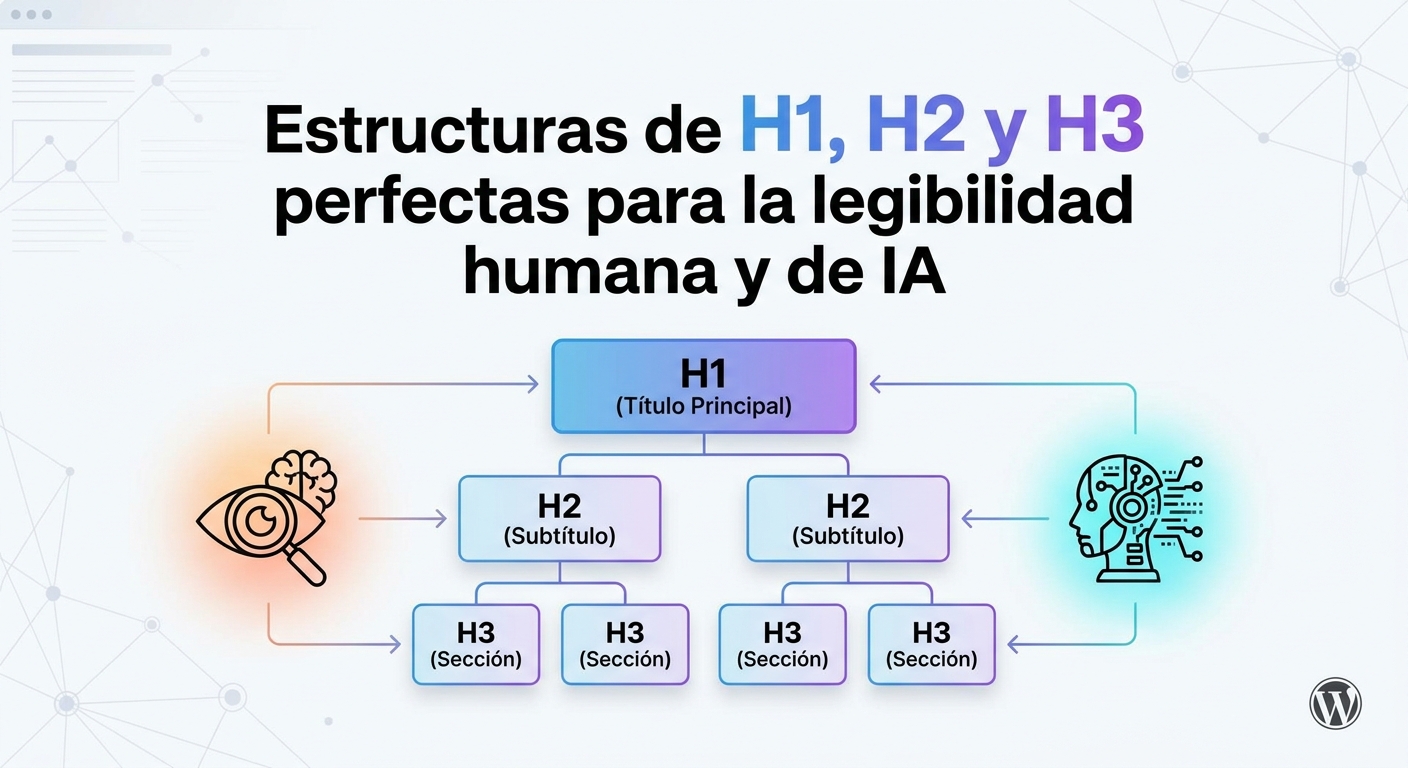 Estructuras de H1, H2 y H3 perfectas para la legibilidad humana y de IA